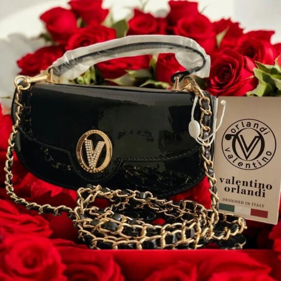 Valentino Orlandi Handbags - Valentino Orlandi NEW Black Patent Leather crossbody handbag $210